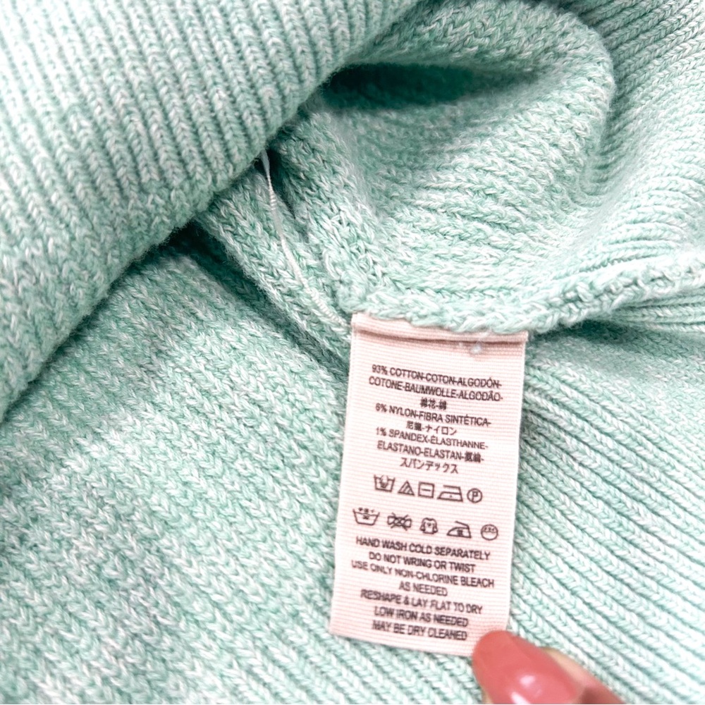 Free People Too Good Pullover Mint Green Mock Neck Sweater Size L - Picture 14 of 16